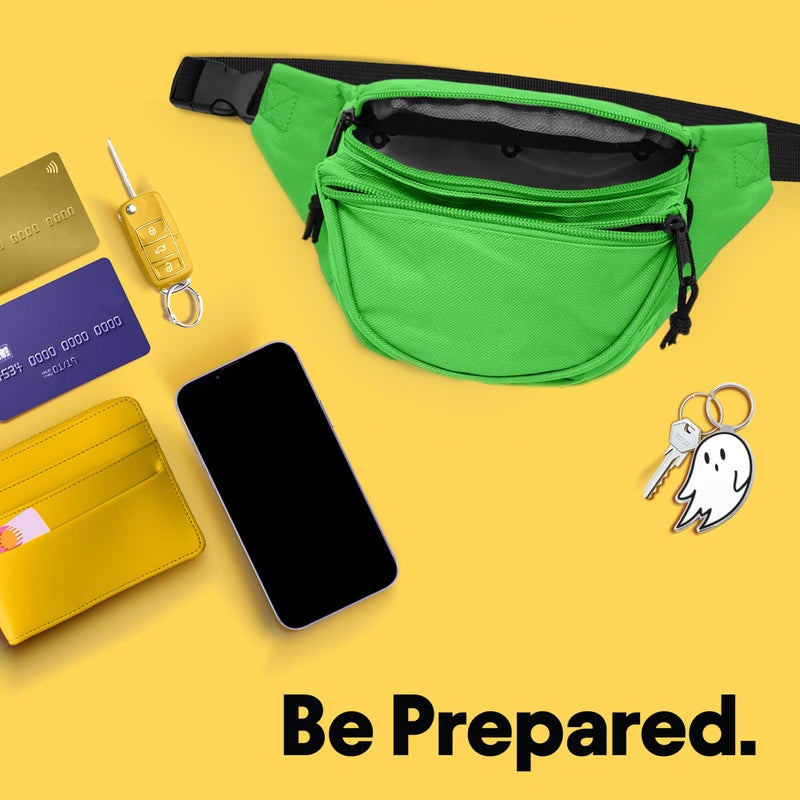 DALIX حقيبة خصر DALIX مع 3 جيوب حقيبة تخزين للسفر حقيبة نقود للمطار (أخضر ليموني) - Image 2